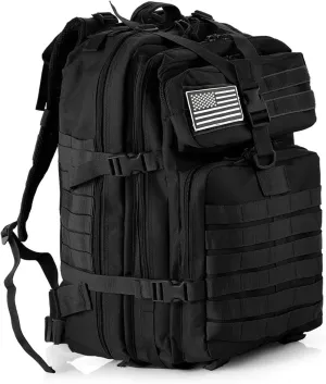 50L Sturdy Nylon Waterproof Fishing Hunting Backpack Outdoor Military Rucksacks Tactical Sports Camping Hiking Bags (Black)