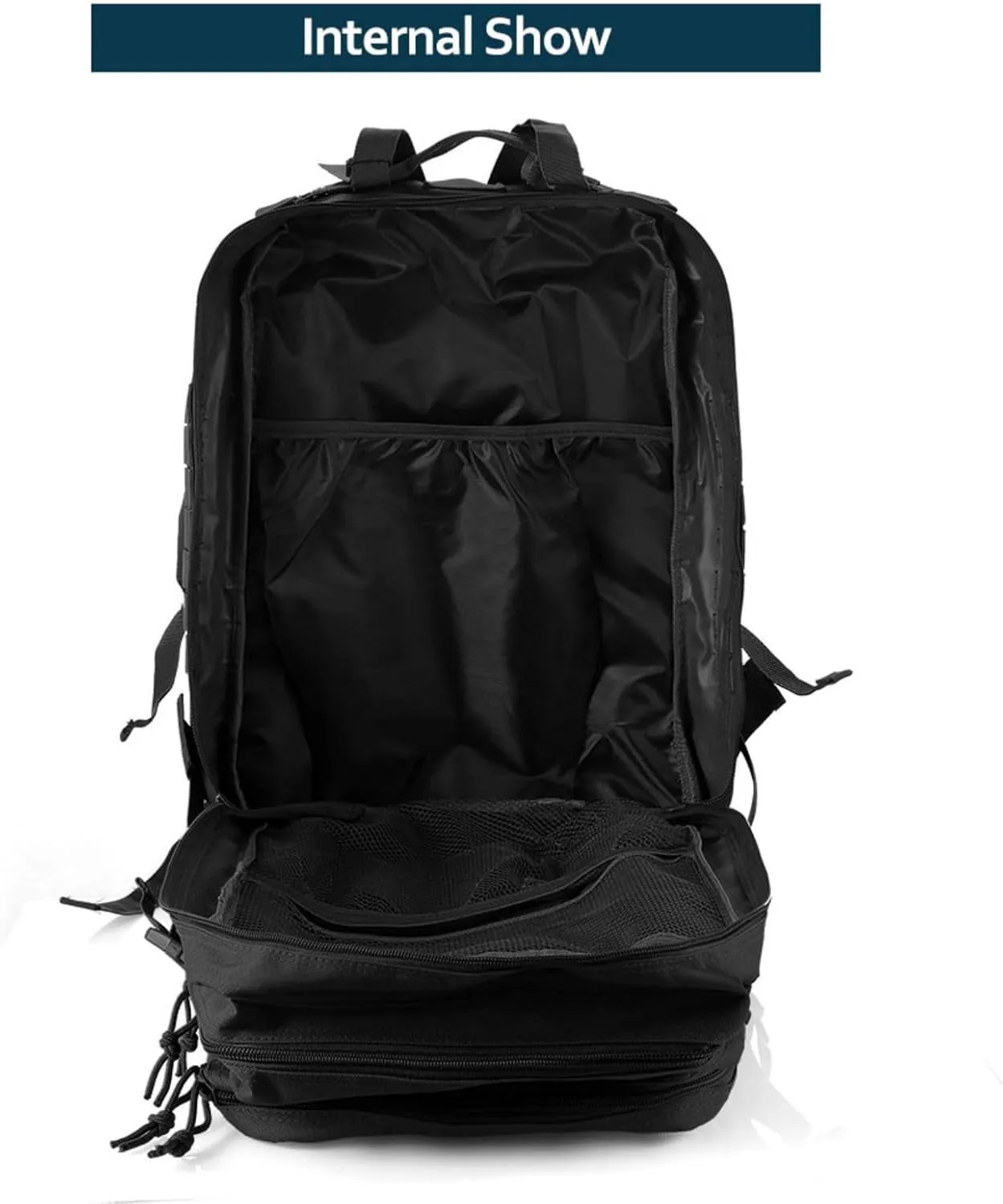 50L Sturdy Nylon Waterproof Fishing Hunting Backpack Outdoor Military Rucksacks Tactical Sports Camping Hiking Bags (Black)