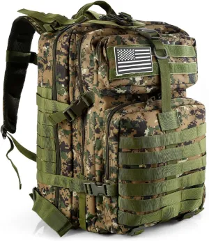 50L Sturdy Nylon Waterproof Fishing Hunting Backpack Outdoor Military Rucksacks Tactical Sports Camping Hiking Bags (Camouflage green)