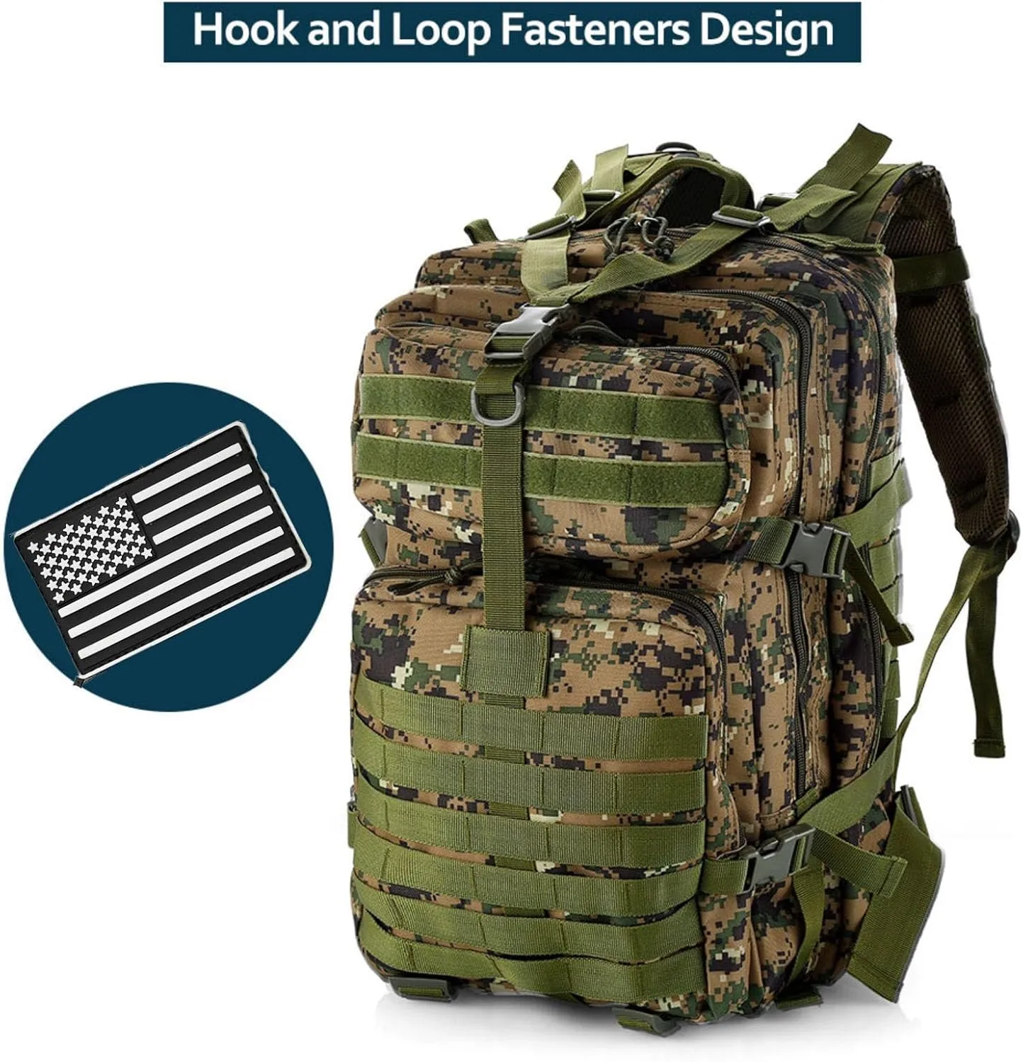 50L Sturdy Nylon Waterproof Fishing Hunting Backpack Outdoor Military Rucksacks Tactical Sports Camping Hiking Bags (Camouflage green)
