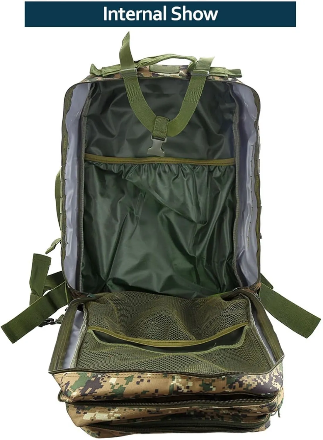 50L Sturdy Nylon Waterproof Fishing Hunting Backpack Outdoor Military Rucksacks Tactical Sports Camping Hiking Bags (Camouflage green)