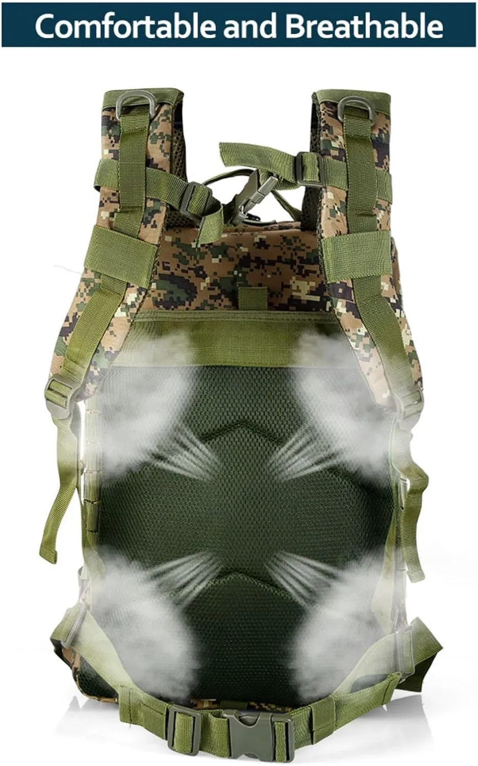 50L Sturdy Nylon Waterproof Fishing Hunting Backpack Outdoor Military Rucksacks Tactical Sports Camping Hiking Bags (Camouflage green)
