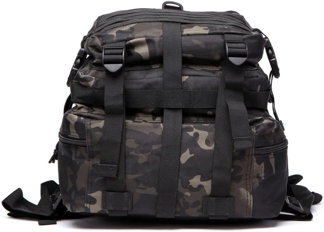 50L Sturdy Nylon Waterproof Fishing Hunting Backpack Outdoor Military Rucksacks Tactical Sports Camping Hiking (Camo black)