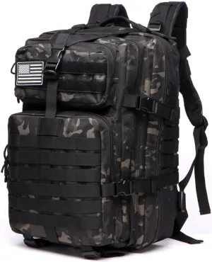 50L Sturdy Nylon Waterproof Fishing Hunting Backpack Outdoor Military Rucksacks Tactical Sports Camping Hiking (Camo black)