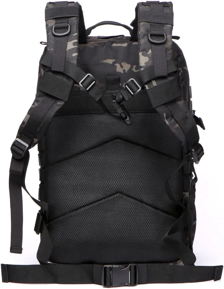 50L Sturdy Nylon Waterproof Fishing Hunting Backpack Outdoor Military Rucksacks Tactical Sports Camping Hiking (Camo black)