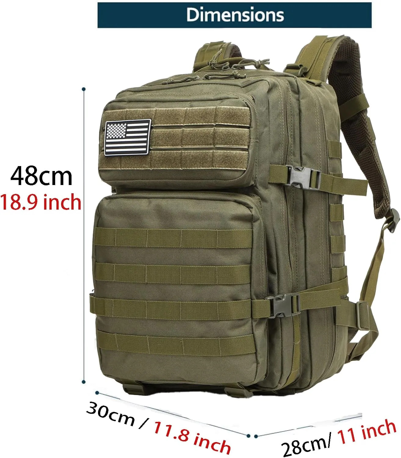 50L Sturdy Waterproof Fishing Hunting Bag Outdoor Military Tactical Sports Fitness Camping Hiking GYM Bag Backpacks (Green)