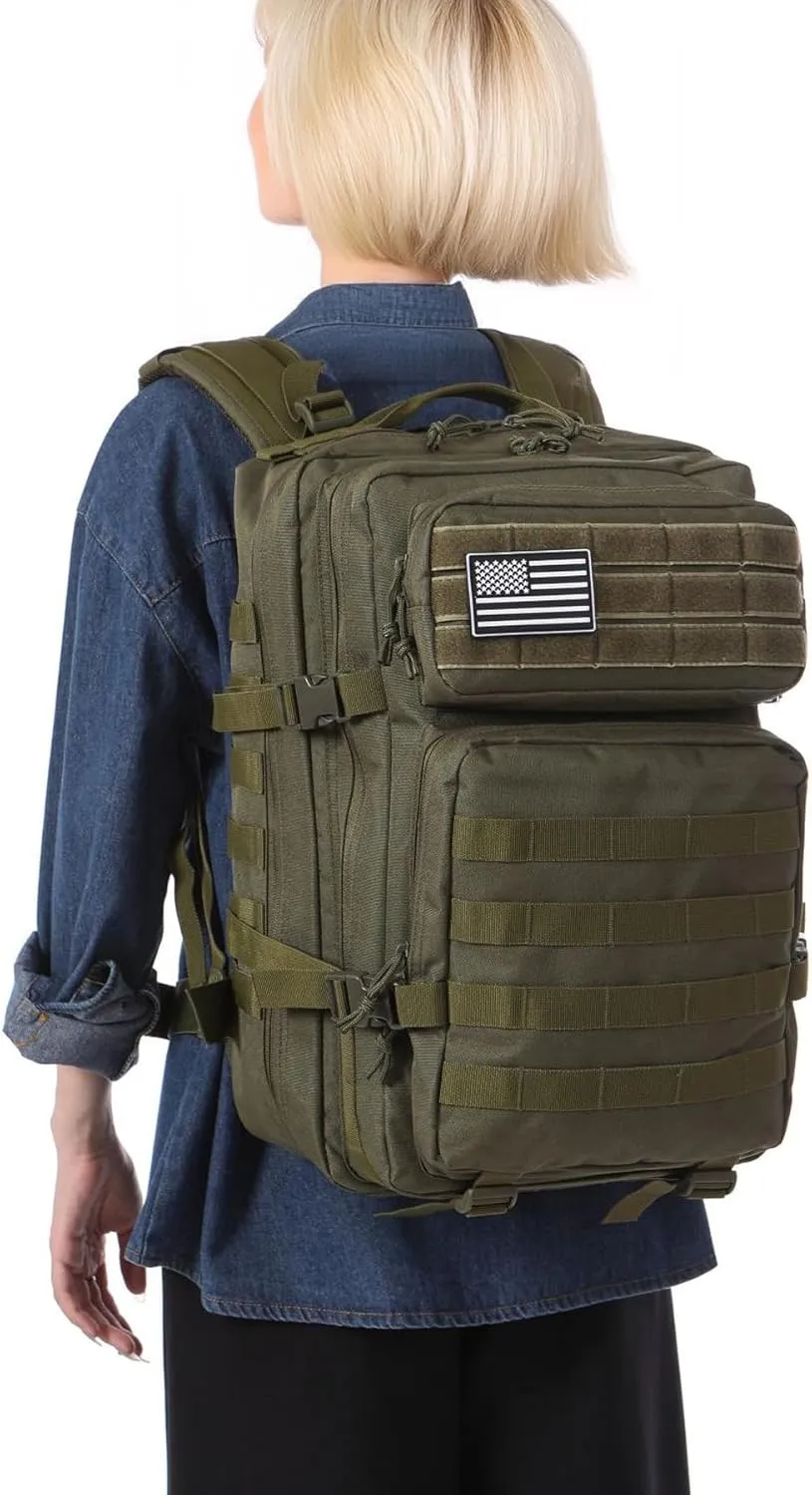 50L Sturdy Waterproof Fishing Hunting Bag Outdoor Military Tactical Sports Fitness Camping Hiking GYM Bag Backpacks (Green)