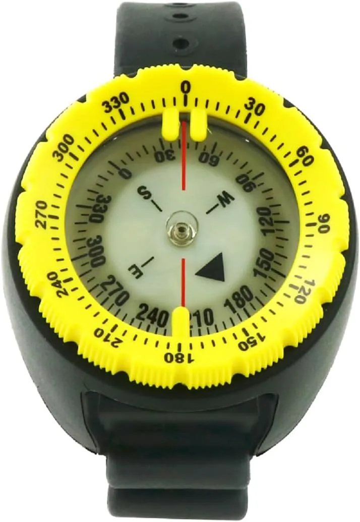 50M Scuba Dive Compass Portable Underwater Diving Navigation Wrist Noctilucent Compass with TPU Band for Underwater Diving, Sailing, Camping, Hiking