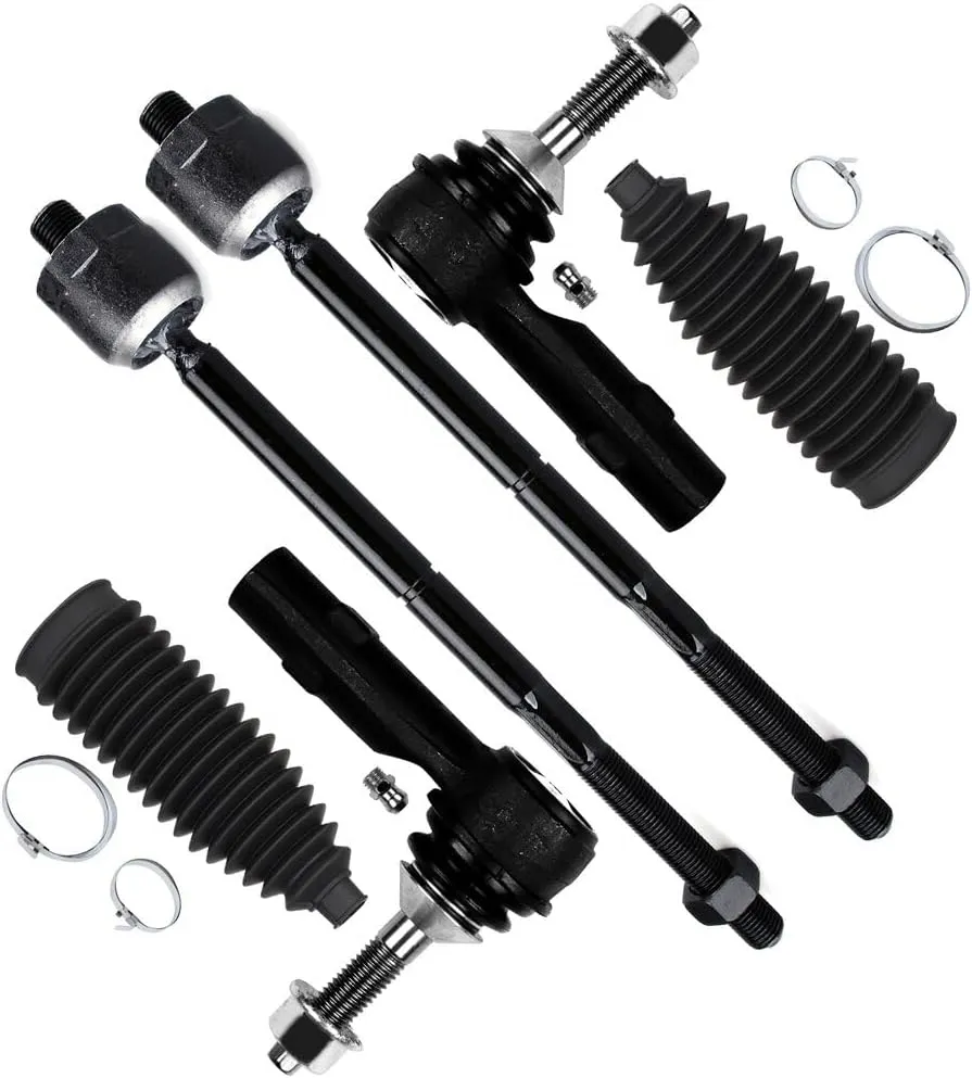 6-PC SET Suspension Kit fit 2009 for Ford Taurus 2009 for Ford Flex 2009 for Ford Taurus X 2009 for Mercury Sable Front Outer Inner Tie Rod End Steering Rack Boot