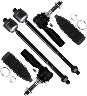 6-PC SET Suspension Kit fit 2009 for Ford Taurus 2009 for Ford Flex 2009 for Ford Taurus X 2009 for Mercury Sable Front Outer Inner Tie Rod End Steering Rack Boot