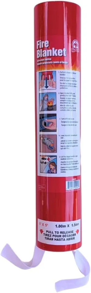 6 x 5-ft Emergency Fire Blanket for Fire Suppression. Attractive Wall Mount. Quick Release. Place in Kitchens, Office, Marine, Garage, Fireplace, BBQ.
