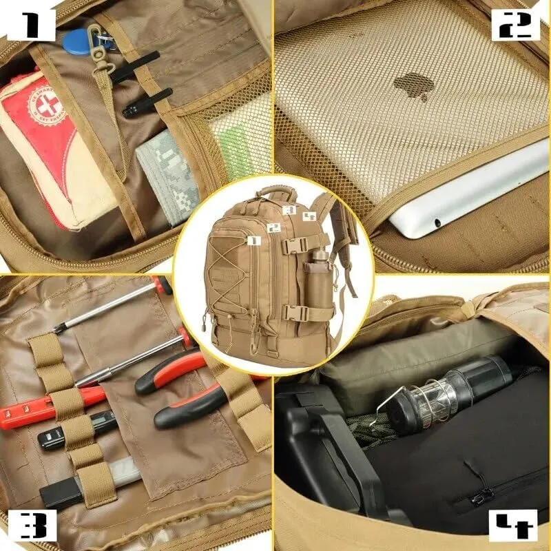 65L Military Tactical Backpack Army Molle Assault Rucksack Men Backpacks Travel Camping Hunting Hiking Bag (camo 2)