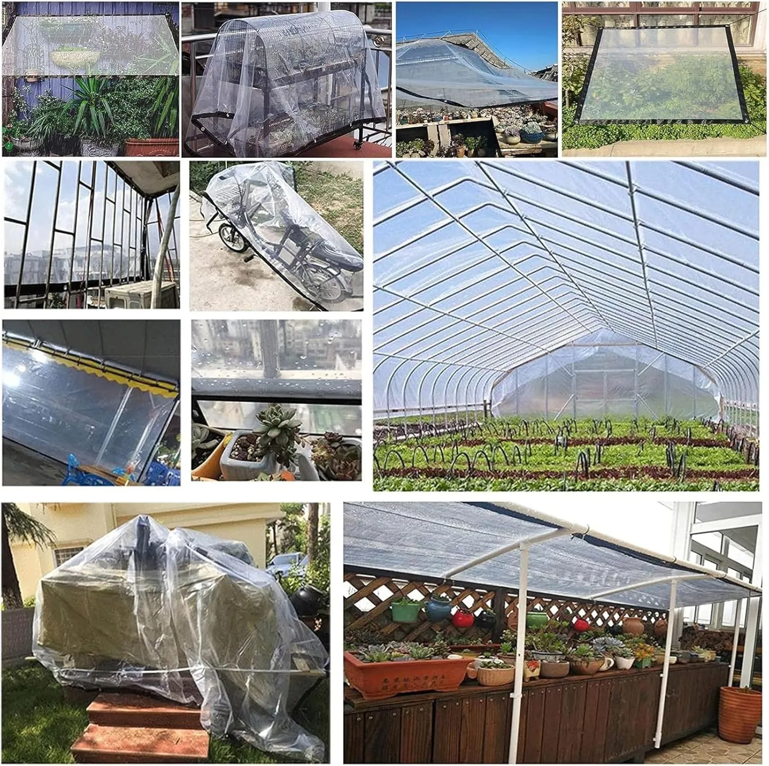 7 * 10ft 7 * 13ft 10 * 10ft Poly Tarpaulin Tarps Transparent,Thickened Tear Resistant,Outdoor Garden Rainproof Covering,Clear Greenhouse Heavy Duty Tarp(7x10 ft(2x3m))