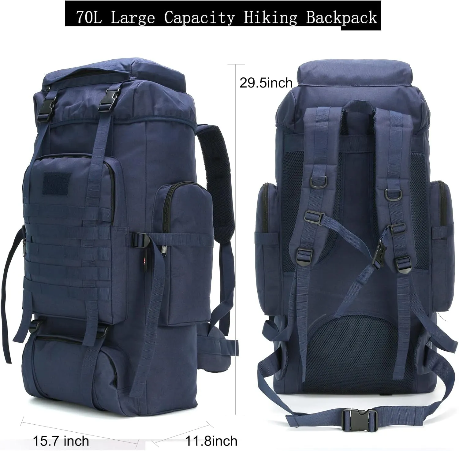 70L Hiking Backpack for Men Waterproof Military Camping Rucksack Travel Daypack