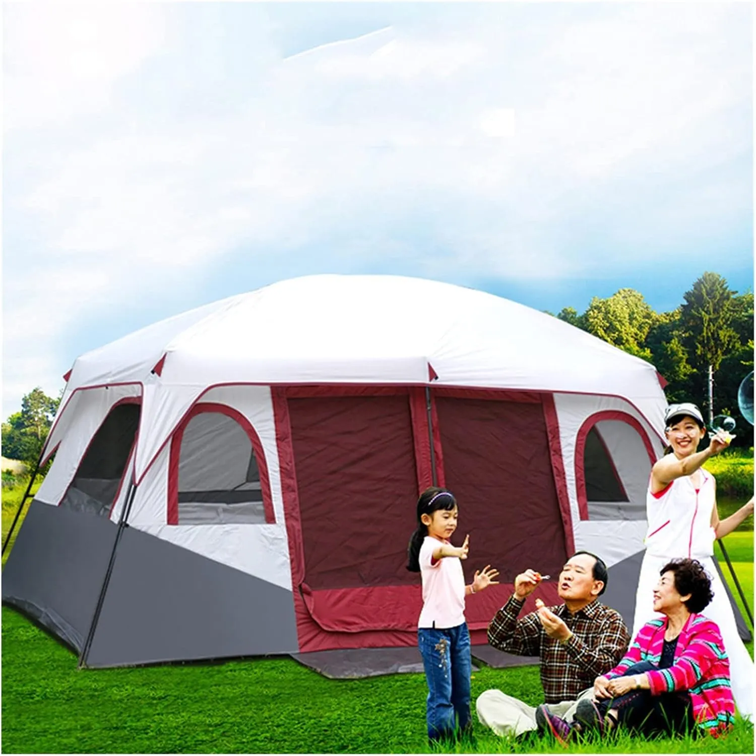 8-12 Person Tent, 2 Bedroom Family Tent, Camping Tents & Shelters, Large Tent 12 Person Outdoor Tents, Festival Essential,100% Waterproof Camping Tent Sewn in Groundsheet