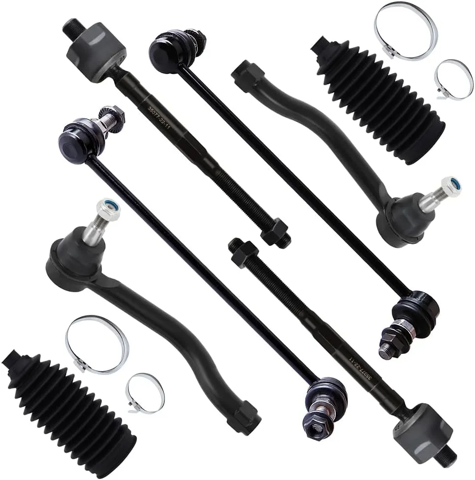 8-PC SET Suspension Kit fit 2009-2014 for Nissan Murano Front Outer Inner Tie Rod End Steering Boot Sway Bar Link
