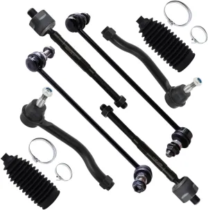 8-PC SET Suspension Kit fit 2009-2014 for Nissan Murano Front Outer Inner Tie Rod End Steering Boot Sway Bar Link