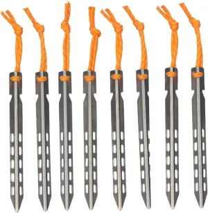 8 Pcs Titanium Tent Pegs, 16cm Ultralight Tent Nails Outdoor Camping Stakes Portable Camping Stakes V-Shaped Pegs with Pull Cords for Outdoor Titanium