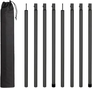 8 Pieces Tarp Poles, Lightweight, Easy to Install, Portable Iron Camping Tarp Poles Set for Awning Canopy Rain Shelter
