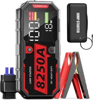 8250A Jump Starter Heavy Duty Jump Starter Battery Pack (for 13.0 L Gas or up to 10.0 L Diesel) 2 USB-C Power Bank 12V Auto Booster Jump Box 48-Months Stand-by Time
