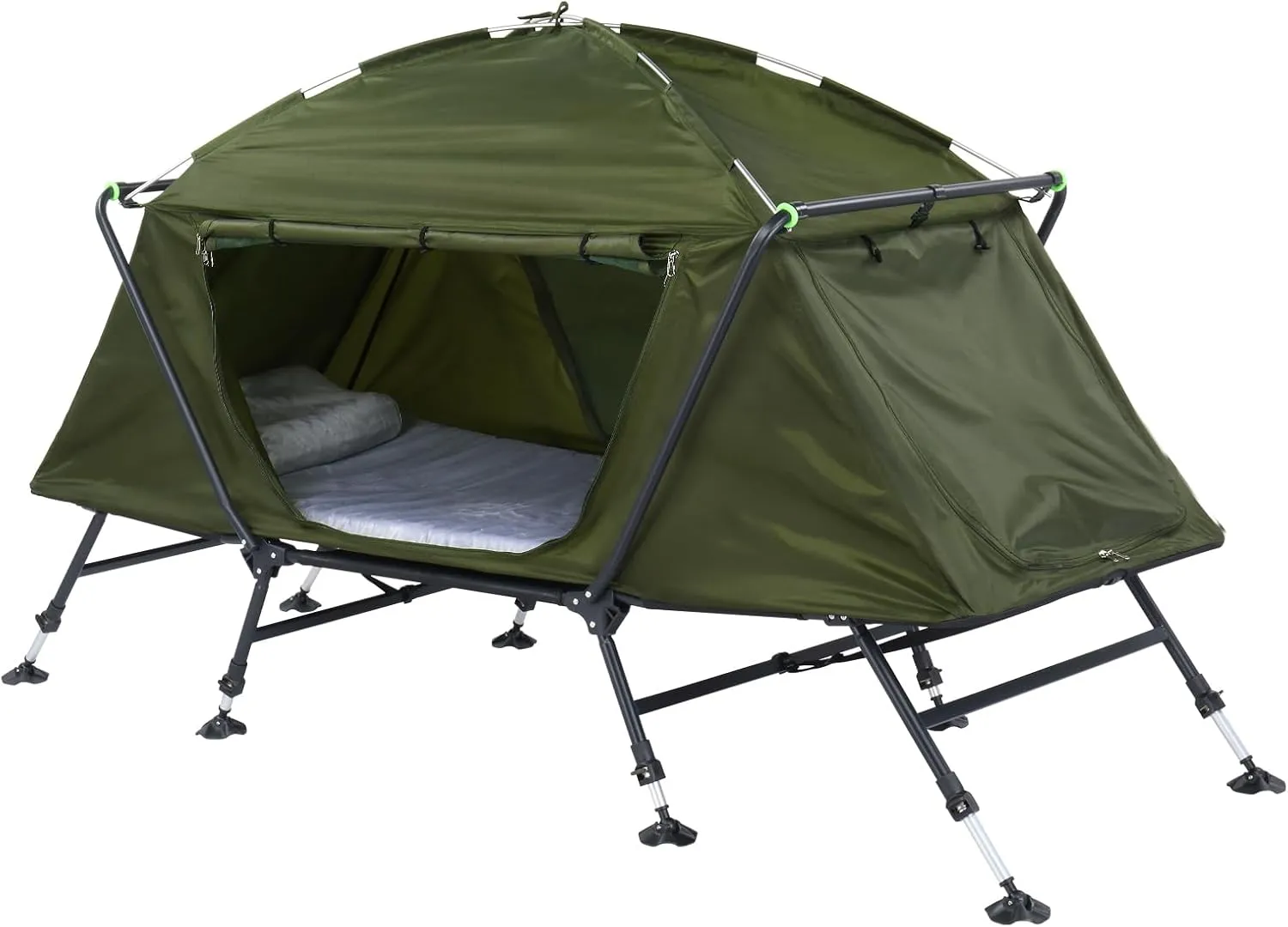 84.6"x34.5"x 49.2"Camping Tent Combo with Awning, Camping Cot, Elevated Single Cot Tent for Outdoor Hiking, Picnic, Travel
