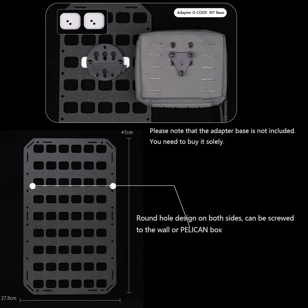 8x12.5inch Tactical MOLLE Organizer Platform for IFAK Pouch Gun Holster, Rigid Molle Panel Portable Insert Backpack Hunting Attachment