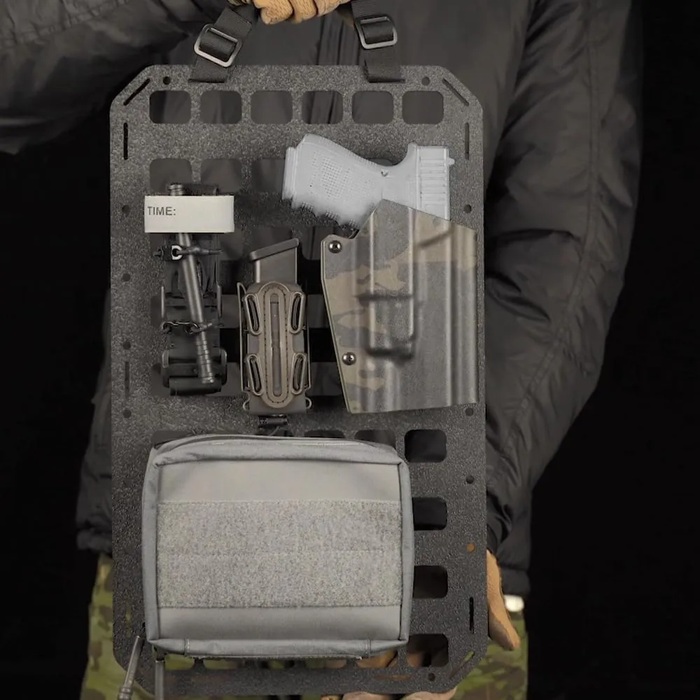 8x12.5inch Tactical MOLLE Organizer Platform for IFAK Pouch Gun Holster, Rigid Molle Panel Portable Insert Backpack Hunting Attachment