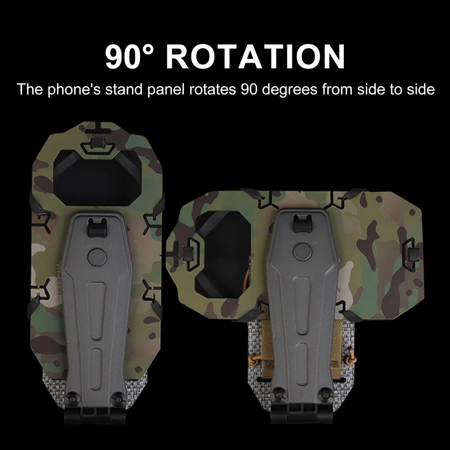 90 Rotating Tactical Plate Carrier Vest Attachments Universal Phone Chest Mount for Larger Screen Size 4.7"-7.8" Molle Accessories Foldable Navigation Adjustable Phone Holder Board (Camo)