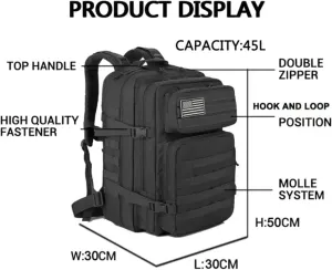 900D Oxford Military Tactical Backpack Molle Army Assault,3 days pack bug out Bag for Photographer,Hicking,Treeking,Travel (Khaki)
