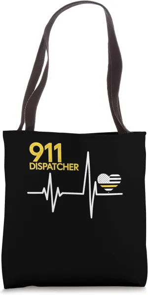 911 Dispatcher Heartbeat Police Thin Flag Patriot Starter Tote Bag