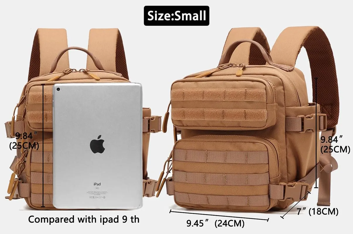9L Mini Backpack for Men and Women, Small Backpack for Gym Hiking Travel Sports Running (Khaki)