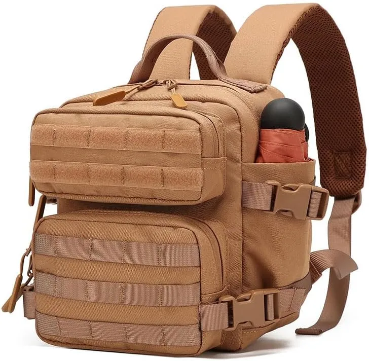 9L Mini Backpack for Men and Women, Small Backpack for Gym Hiking Travel Sports Running (Khaki)