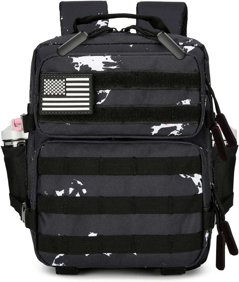 9L Mini Tactical Backpack for Men and Women, Tactical Backpack Small for Hiking, Small Tactical Bag (Black Lightning)