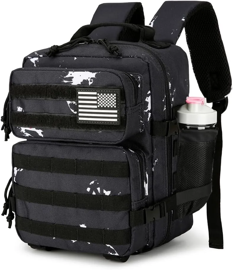 9L Mini Tactical Backpack for Men and Women, Tactical Backpack Small for Hiking, Small Tactical Bag (Black Lightning)