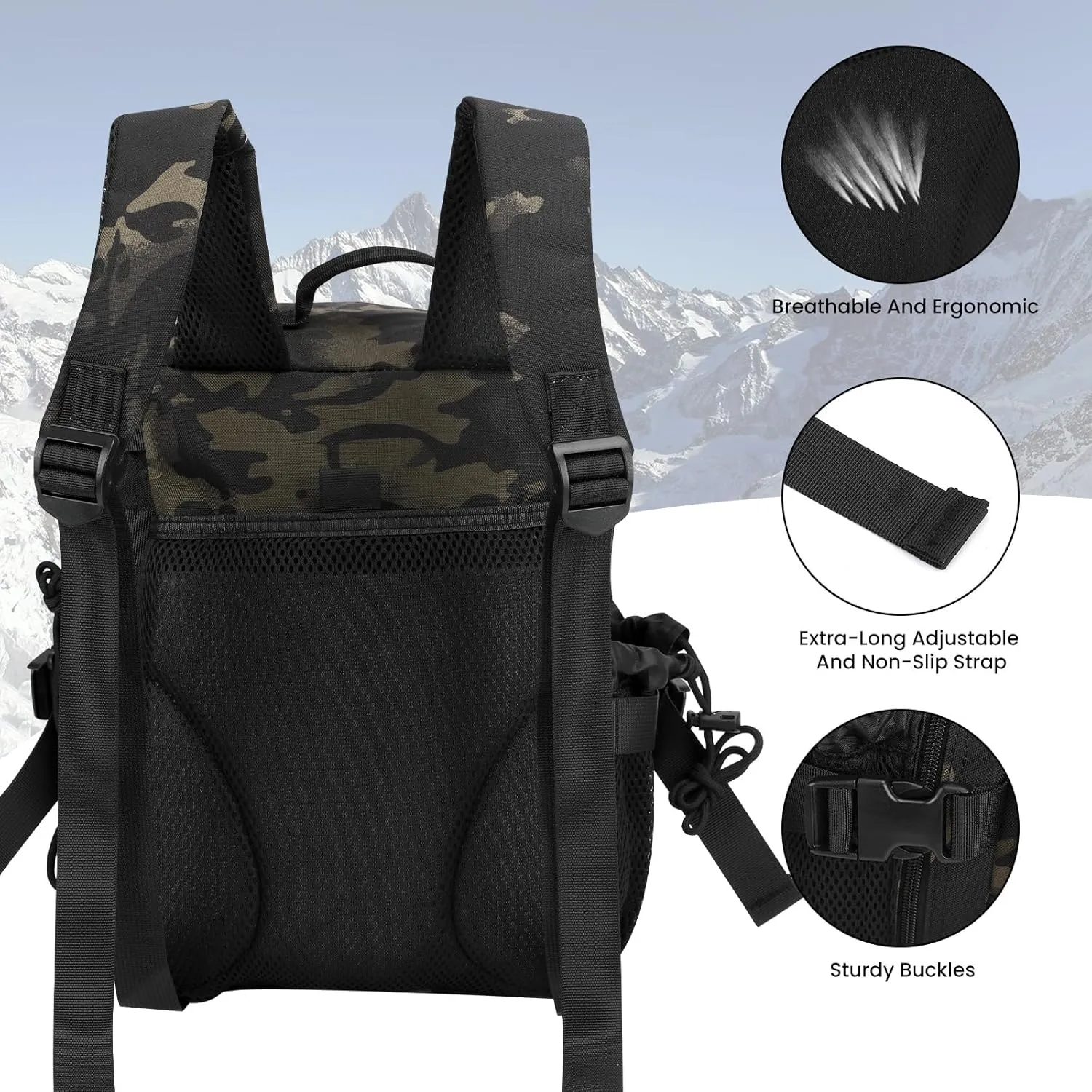 9L Mini Tactical Backpack for Men Women,Small Military Tactical Backpack for Sport,Gym,Hiking,Travel,Camping(Black Camo)