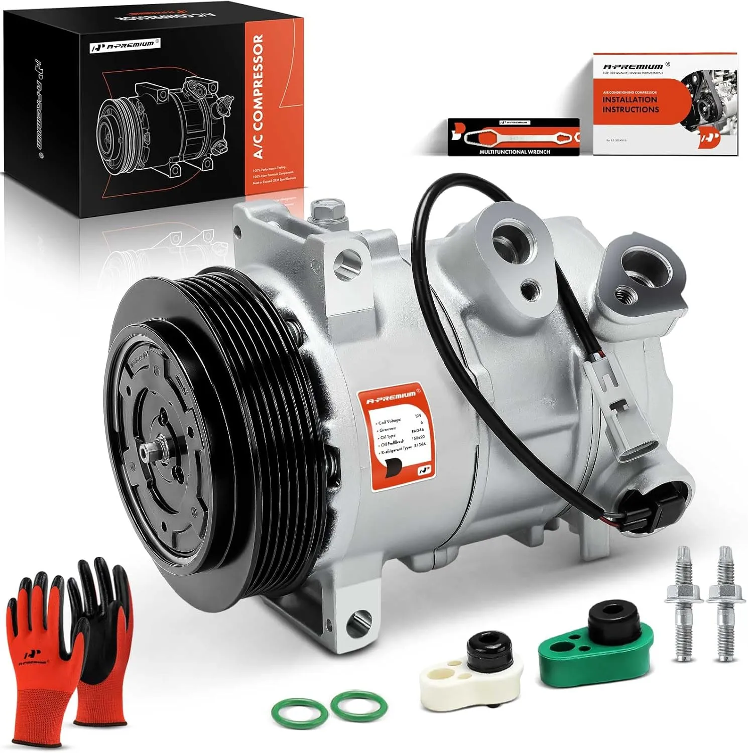A-Premium Air Conditioner AC Compressor with Clutch Compatible with Jeep Compass Patriot 2009-2017 & Dodge Caliber 2009-2012, 1.8L 2.0L 2.4L