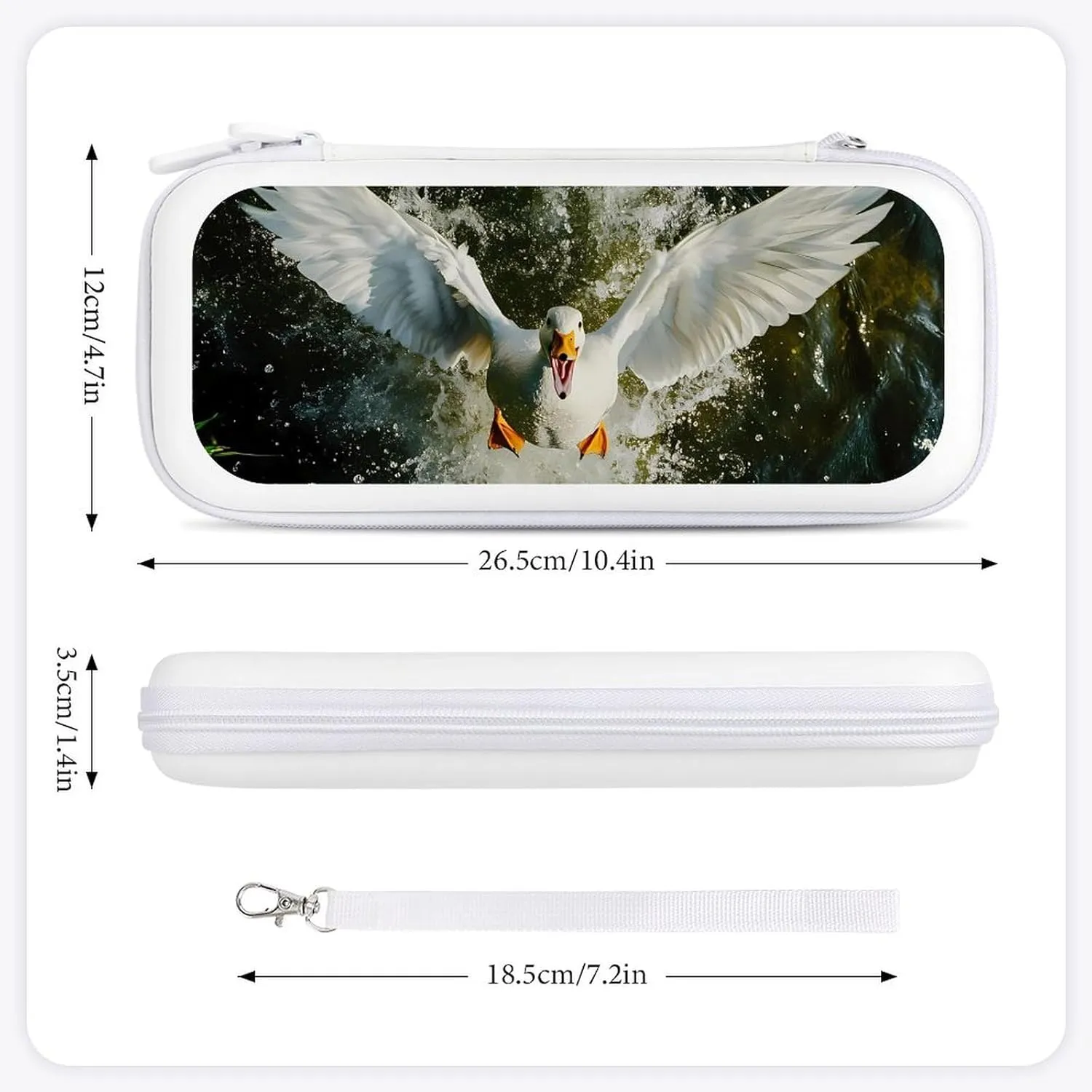 A White Flying Duck Compatible with Switch Carrying Case Hard Travel Game Bag Pouch with 15 Games Accessories