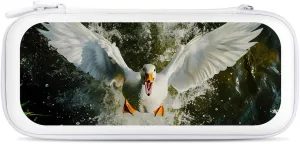 A White Flying Duck Compatible with Switch Carrying Case Hard Travel Game Bag Pouch with 15 Games Accessories