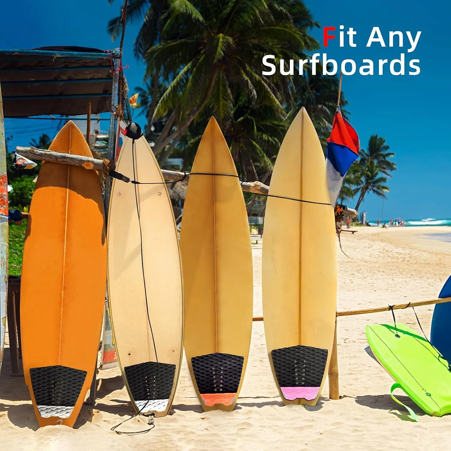 Abahub 3 Piece EVA Surfboard Deck Traction Pads with Kicker for Stomp Skimboards, Surf Boards, Funboard, Fish Board, Black/Blue/Green/Gray/Orange/Pink/White/Wine Red