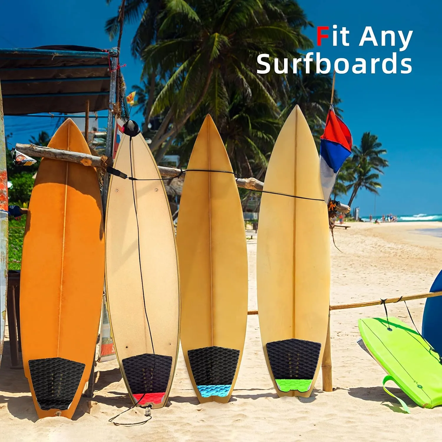 Abahub 3 Piece EVA Surfboard Deck Traction Pads with Kicker for Stomp Skimboards, Surf Boards, Funboard, Fish Board, Black/Blue/Green/Gray/Orange/Pink/White/Wine Red