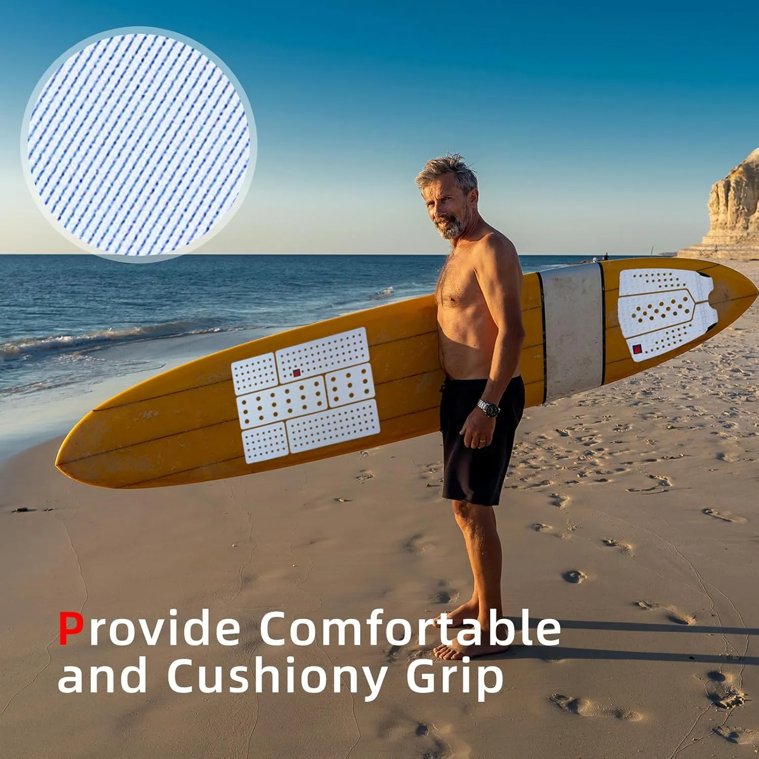 Abahub 9 Piece Surf Deck Traction Pad Premium EVA with Tail Kicker 3M Adhesive for Surfboard Longboard Shortboard Funboard Fish Skimboard Black/Blue/Brown/Gray/White/Orange/Navy Blue