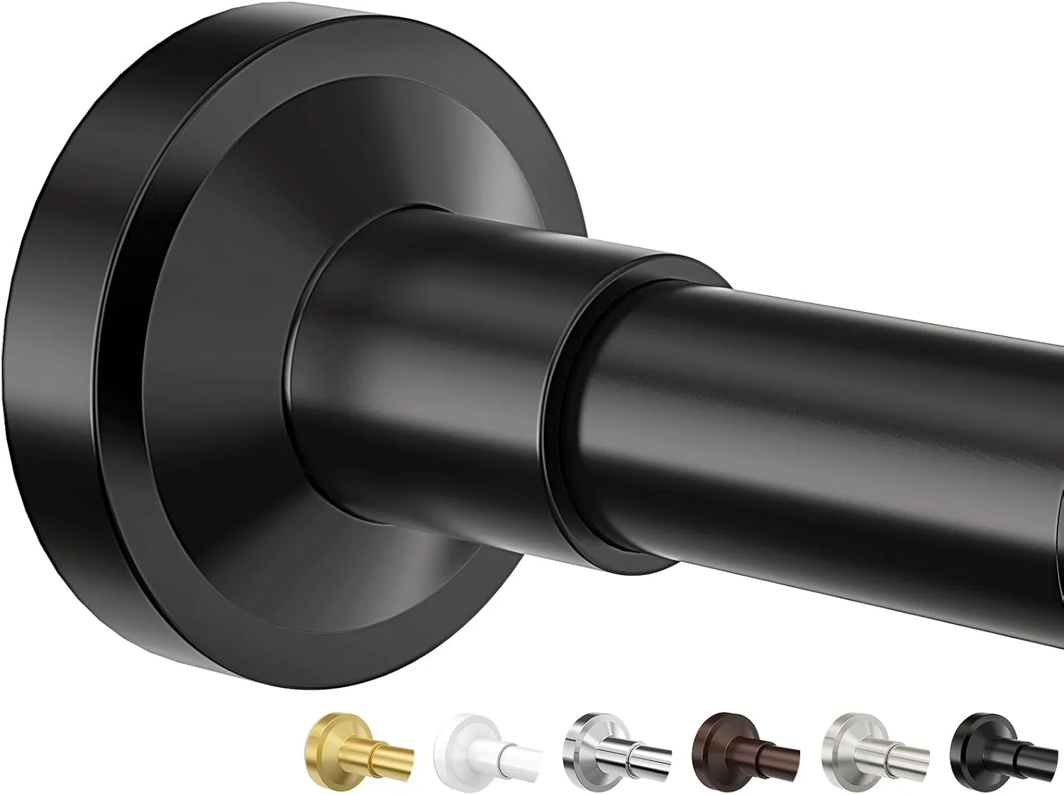Adjustable Tension Curtain Rod, 32-75 Inches Non-Slip Stainless Steel Shower Curtain Rod, Rust-Resistant Telescoping Rod for Bathroom, Kitchen, Dorm, RV, No Drilling, Easy to Install, Black