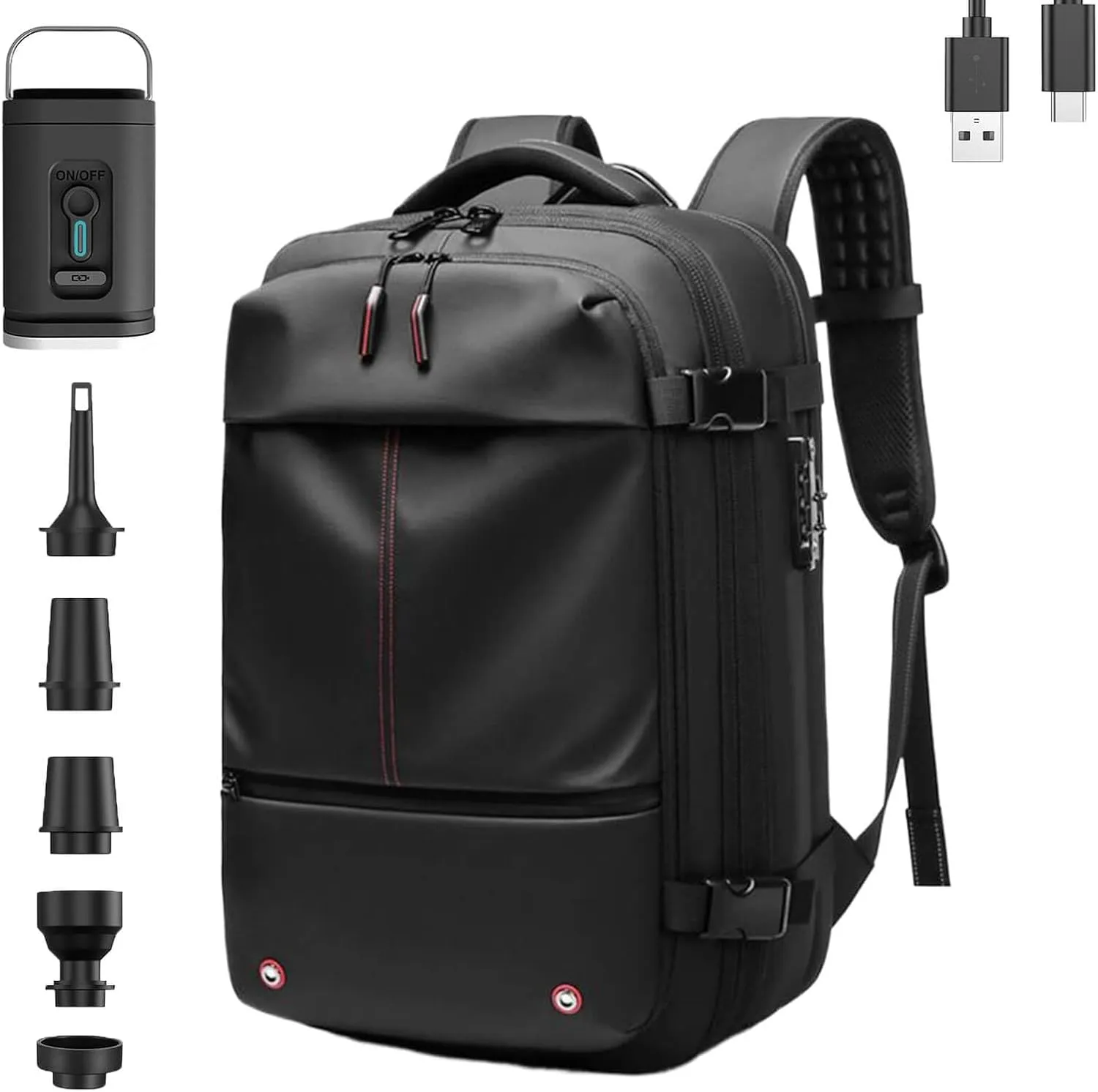 Aeropack Backpack, 60L Vacuum Compression Backpack Travel with Pump Waterproof, Air Vacuum Sealed Backpack Travel (Black)