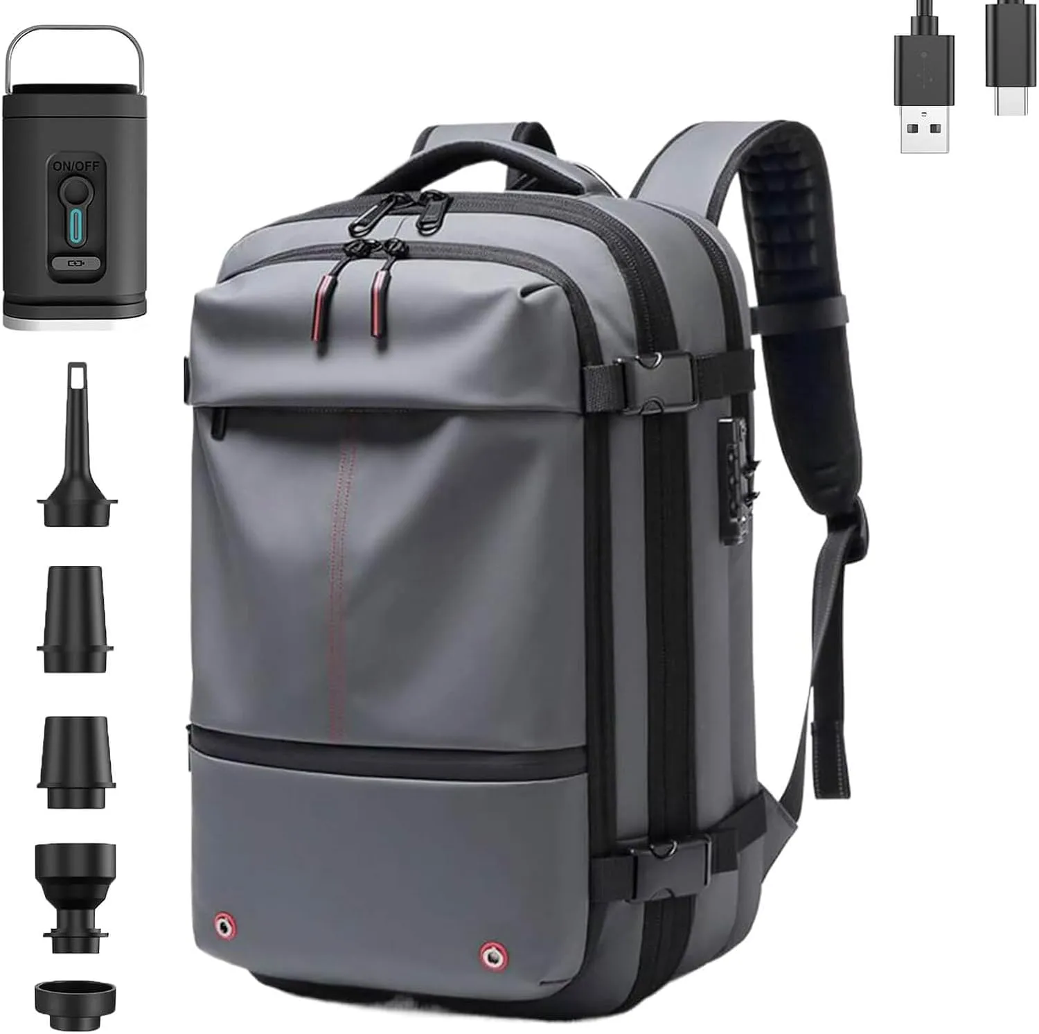 Aeropack Backpack, 60L Vacuum Compression Backpack Travel with Pump Waterproof, Air Vacuum Sealed Backpack Travel (Gray)