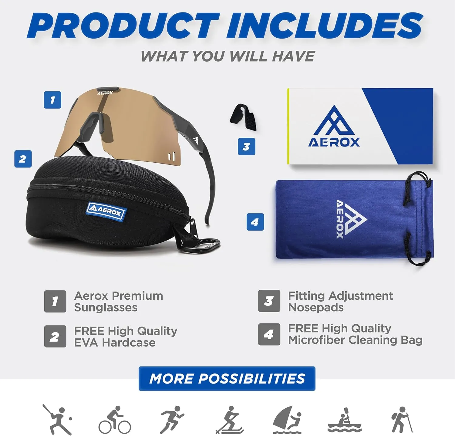 AEROX Running Sunglasses and Sports Glasses for Men and Women - Shades for Cycling and Baseball