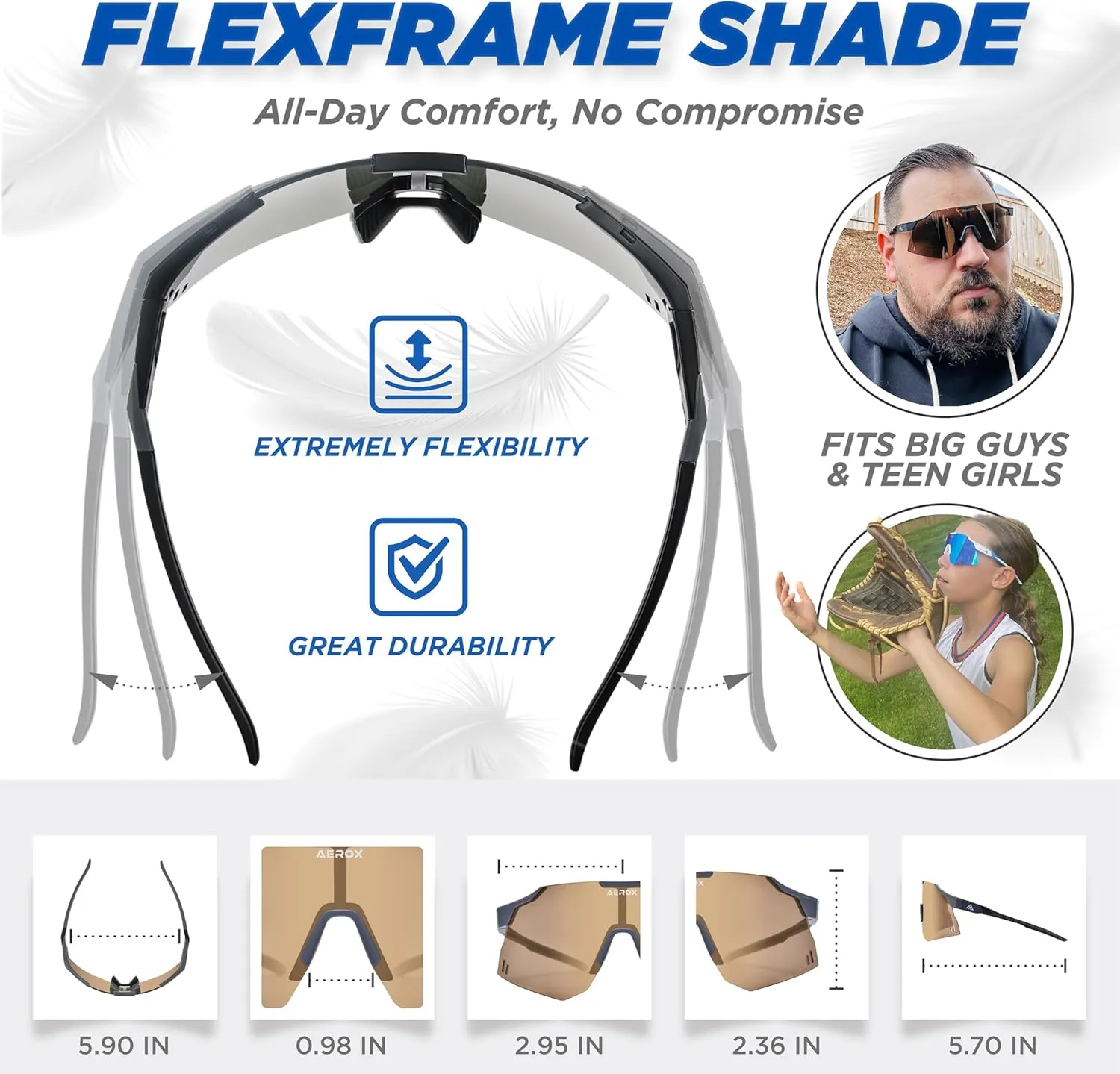 AEROX Running Sunglasses and Sports Glasses for Men and Women - Shades for Cycling and Baseball