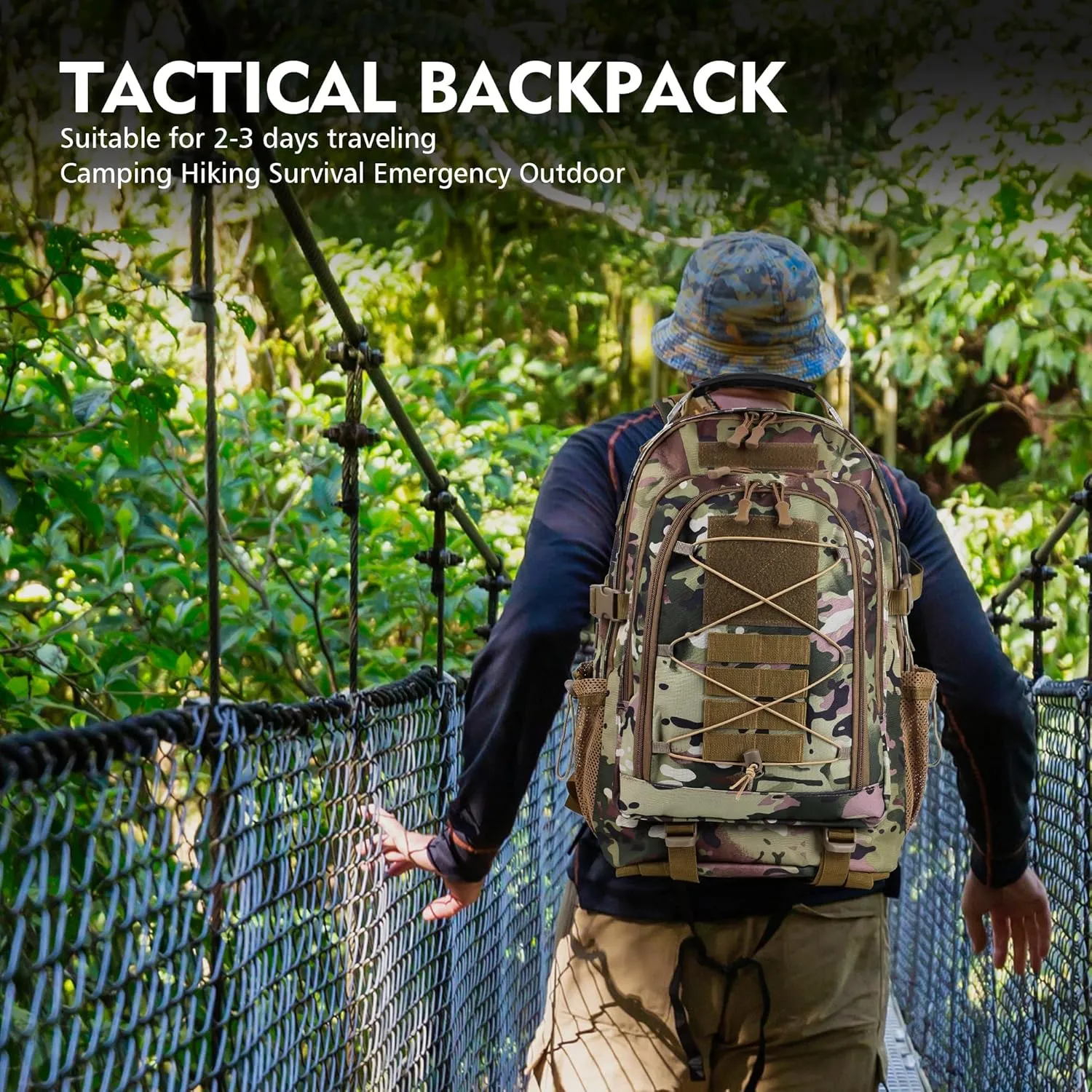 aiGear Tactical Backpack for Men, 35L Military Backpack, 3-Day Bug Out Bag for Camping Hiking Hunting with Molle System Army Daypack (35L Camo)