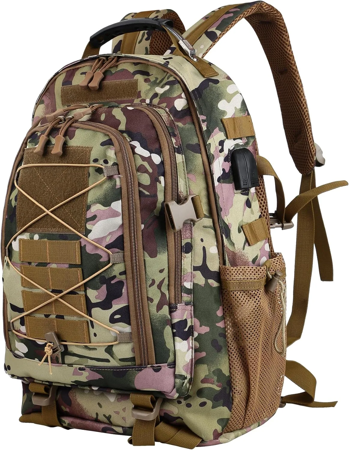 aiGear Tactical Backpack for Men, 35L Military Backpack, 3-Day Bug Out Bag for Camping Hiking Hunting with Molle System Army Daypack (35L Camo)