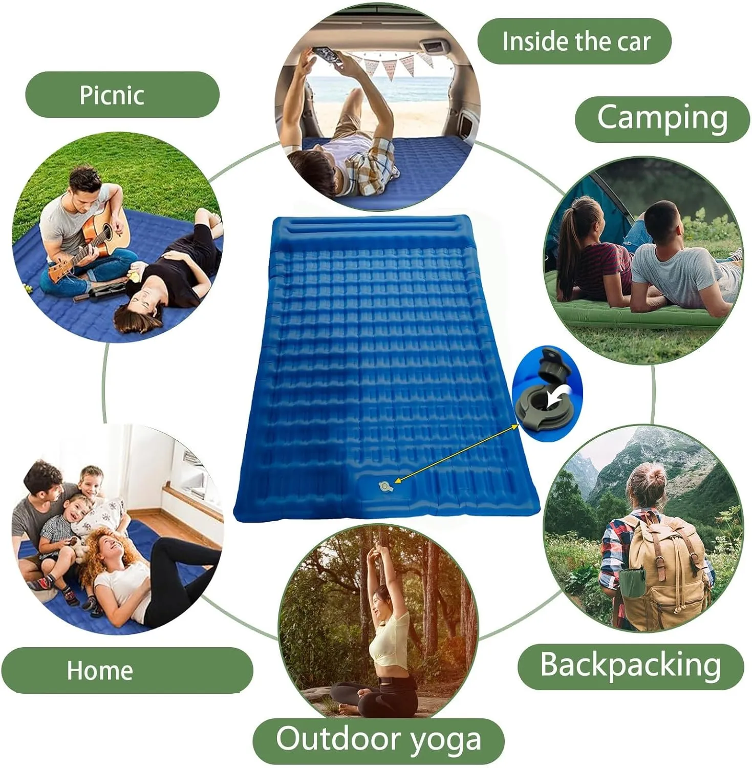 Air Mattress,Camping Essentials, Ultralight Inflatable Sleeping Pad For Camping, With Pillow Built-in Foot Pump, Ultimate For Carry Bag, Backpacking Hiking Traveling Tent, Compact & Lightweight Air Ma