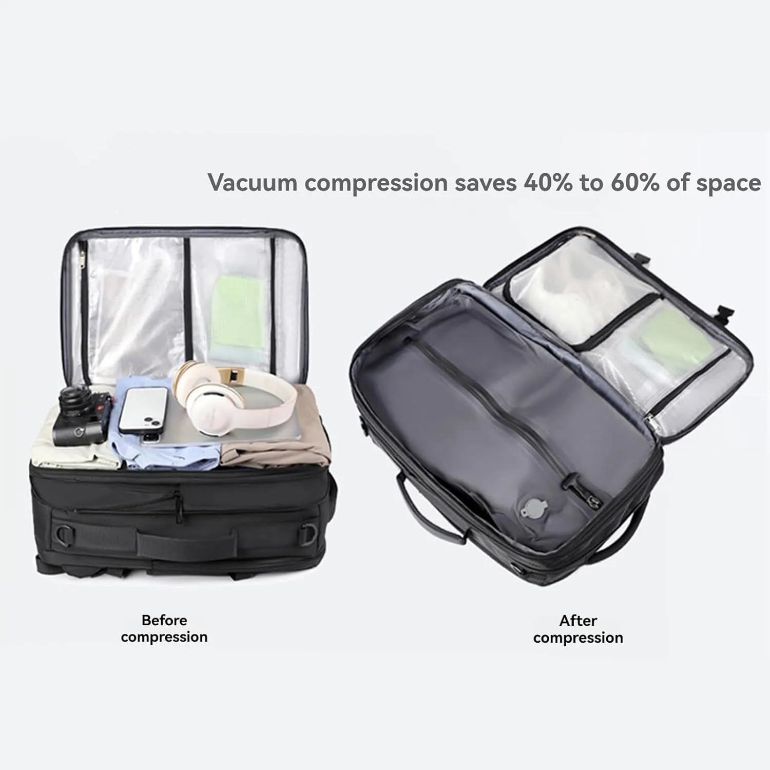 Airback Backpack, Travel Backpack with Vacuum System, Expandable Backpack with Vacuum Compression (Style B,One Size)
